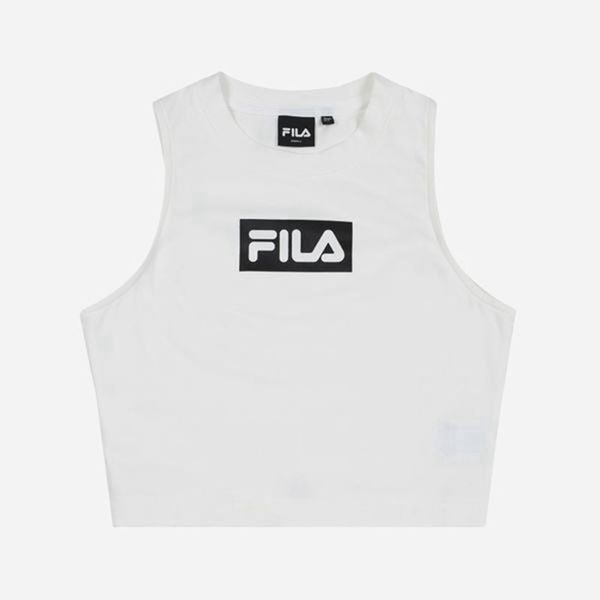 Camisetas Manga Corta Fila Mujer Blancas - Crop Sleeveless - España 134807BFV